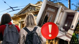 Imagini incredibile din Facultatea de Medicin? din Bucure?ti! Buc??i uria?e de tavan, pr?bu?ite chiar la intrarea în (…)