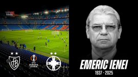 Minut de reculegere în memoria lui Emeric Ienei în Basel – FCSB! Cum l-a prezentat UEFA pe fostul antrenor