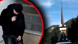 La ora 00:00, Gigi Becali a întâmpinat Noul An în genunchi, la bisericu?a din Poiana Bra?ov