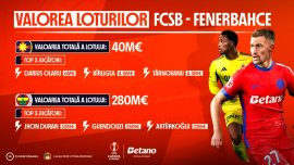 (P) INFOGRAFIC: Valoarea loturilor FCSB vs. Fenerbahce. 15 lei pariu gratuit pe Betano!