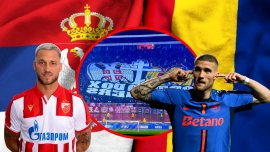 Ultra?ii sârbi, scenografie cu stema României la Steaua Ro?ie – FCSB. Cele dou? cuvinte de pe bannerul uria? ?i (…)
