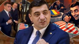 Scandal politic dup? ce George Simion a t?iat un tort în forma Groenlandei, acoperit cu steagul SUA. „S?-?i stea în&nbsp;(…)
