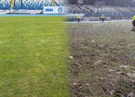 Pr?p?d în urma „stejarilor” » Gazonul arenei, distrus complet: s-au investit peste 500.000 de euro